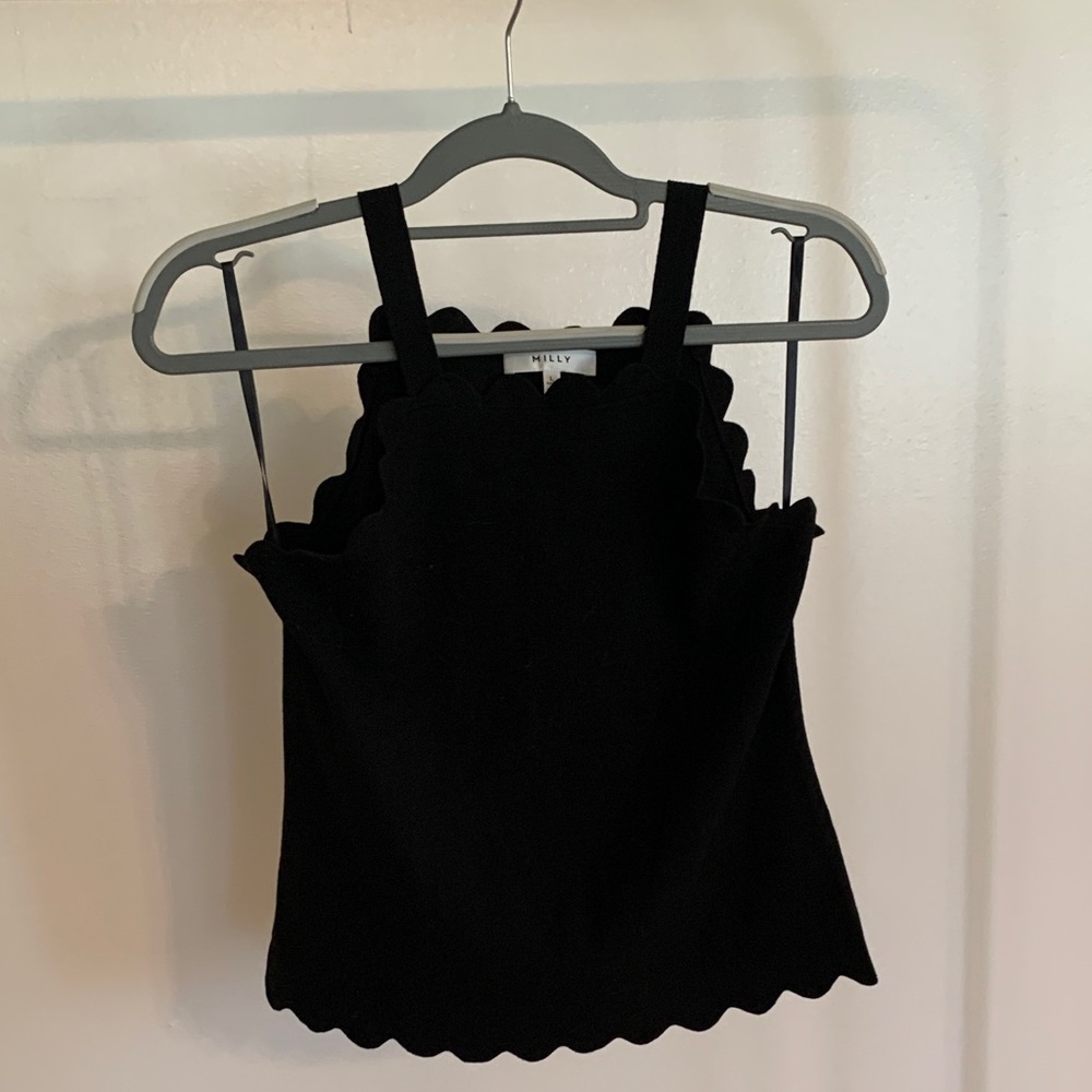 Milly Black Scalloped Camisole